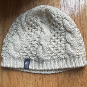 North Face White Knit Beanie
